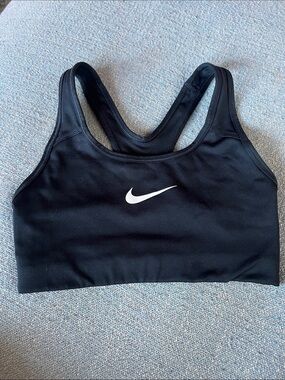 Nike Black Racerback Sports Bra with White Swoosh